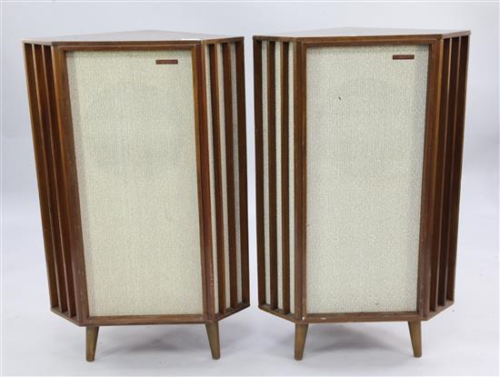 A pair of vintage Tannoy Canterbury corner speakers, c.1958, H.3ft 3in.